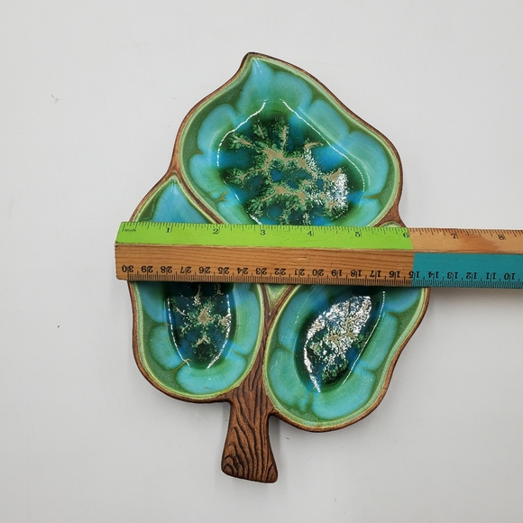 Vintage 1960's Treasure Craft Pottery USA Green Leaf Serving Dish - Picture 11 of 11